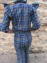 Cargar imagen en el visor de la galería, PANTALONES CHURRO CUADROS AZUL MARINO
