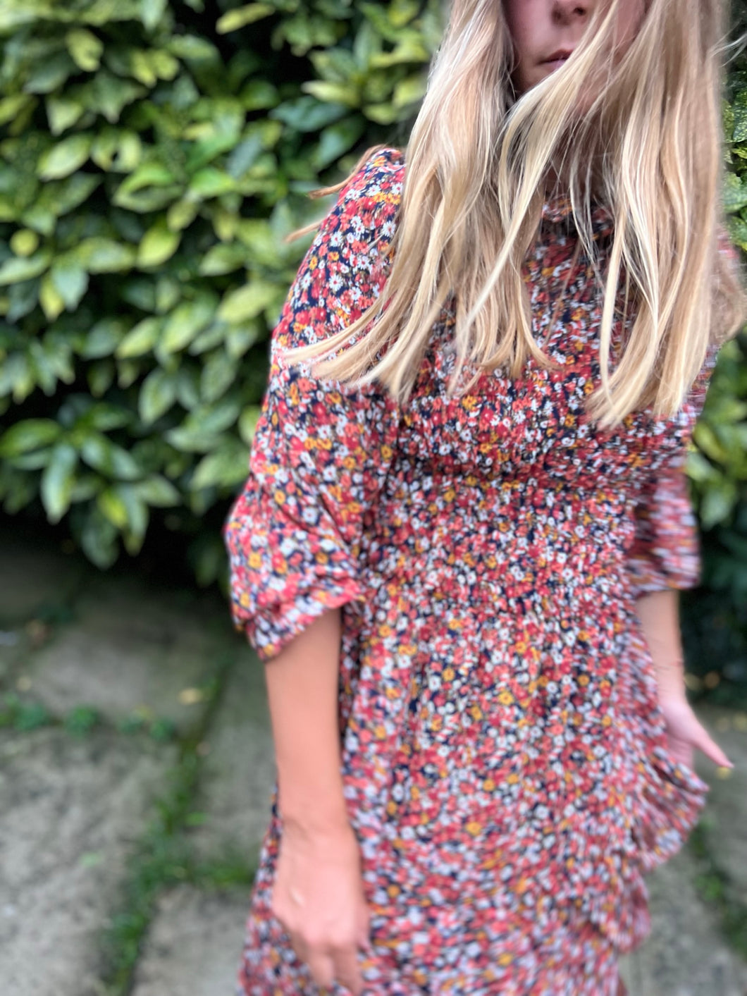 VESTIDO TRULLI FLORECITAS MARRONES
