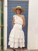 Load image into Gallery viewer, WHITE LINEN PANAMA SKIRT
