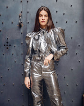 Load image into Gallery viewer, SILVER DISCO SILK TROUSERS
