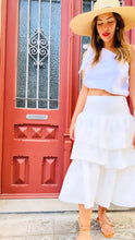 Load image into Gallery viewer, WHITE LINEN PANAMA SKIRT
