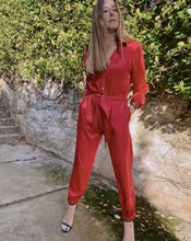 Load image into Gallery viewer, BALTAZHAR RED SATIN JUMPSUIT
